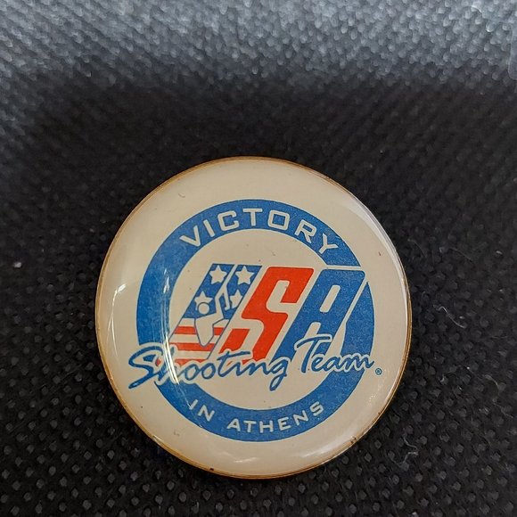 2004 Vintage USA Olympic Shooting Team Victory In Athens Greece Lapel Pin 1" - Picture 6 of 6